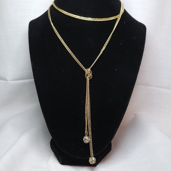 Vintage Rhinestone Lariat Necklace - Picture 1 of 7